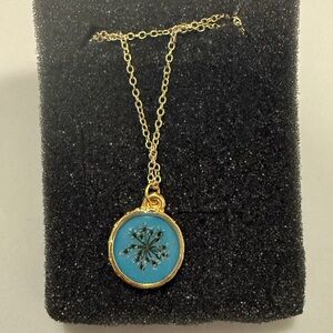 Gold and Blue Pendant Necklace